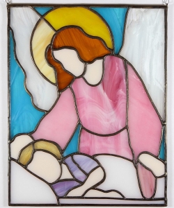 Witraż - Anioł Stróż z dziewczynką