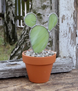 Witraż - Kaktus w doniczce