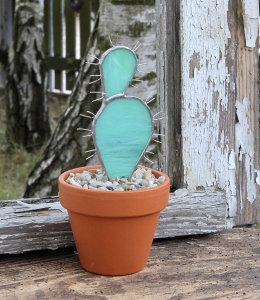 Witraż - Kaktus w doniczce