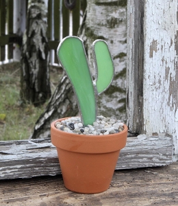 Witraż - Kaktus w doniczce