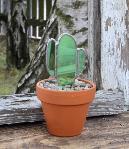 Witraż - Kaktus w doniczce