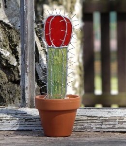 Witraż - Kaktus w doniczce