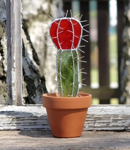 Witraż - Kaktus w doniczce