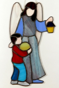 Witraż - Anioł Stróż z chłopcem