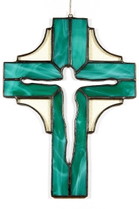 Witraż - Krzyż z zarysem Pana Jezusa