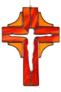 Witraż - Krzyż z zarysem Pana Jezusa