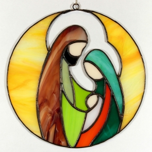 Witraż - Święta Rodzina w aureoli