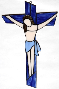 Witraż - Krzyż z postacią Pana Jezusa