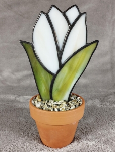 Witraż - Kwiat w doniczce-Tulipan