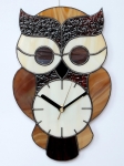 Witraż - Zegar wiszący - Sowa