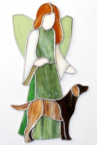 Witraż - Anioł z psem