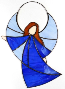 Witraż - Anioł Stróż radości - szafirowy